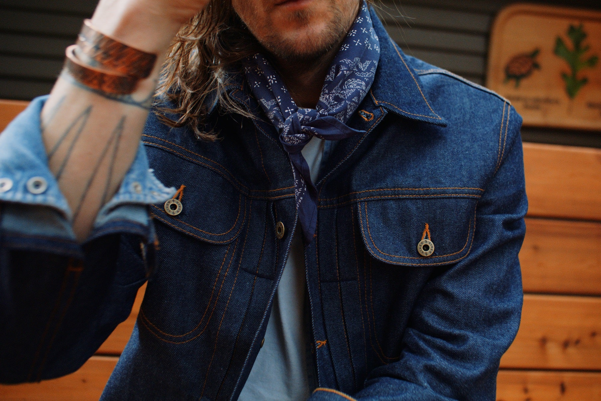 Deadstock denim jacket made in USA by Native American Ginew