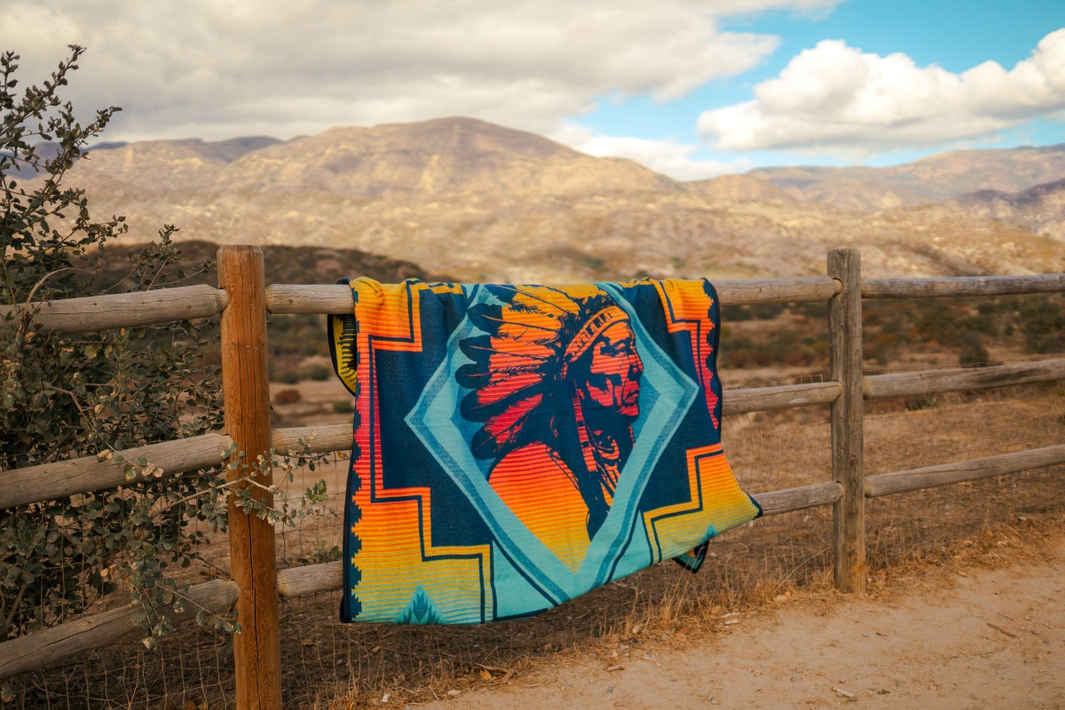 Native American designed bandana of black and red Raven